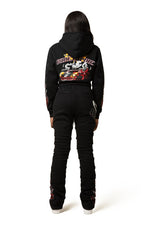 RACING FLEECE HOODIE WITH STACKED PANTS SET PRINT & EMB