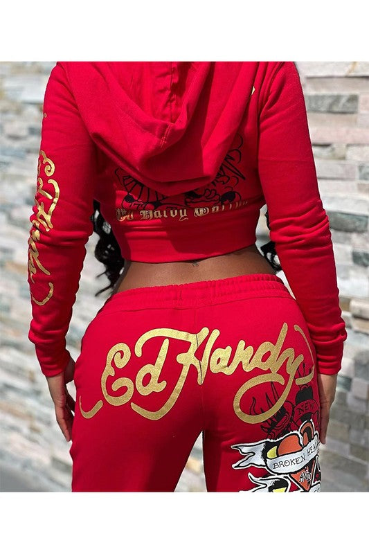 Graphic Tracksuit Hoodie Set