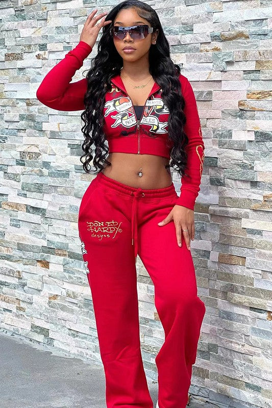 Graphic Tracksuit Hoodie Set