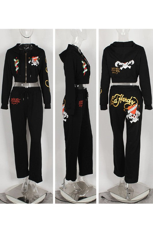 Graphic Tracksuit Hoodie Set