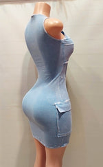 MINERAL WASH POCKET MINI DRESS
