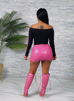 PU Leather w/Slit Skirt