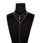 Gold Crystal Multilayer Pendant Necklace Set