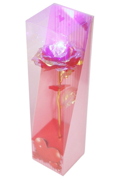 Metallic LED Light-Up Galaxy Rose Heart Gift Box