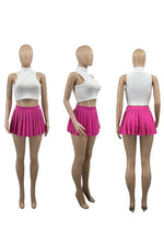 Halter Top and Pleated Mini Skirt Set
