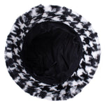 Ladies Plush Houndstooth Bucket Hat