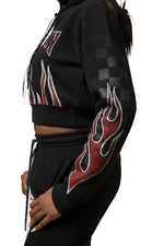 RACING FLEECE HOODIE WITH STACKED PANTS SET PRINT & EMB