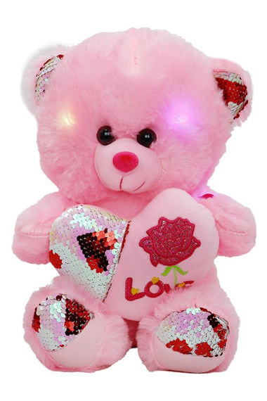 12 Inch LED Light-Up Stuffed Heart Teddy Bear