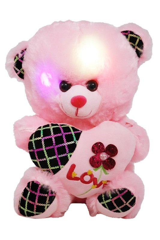 12 Inch LED Light-Up Stuffed Heart Teddy Bear