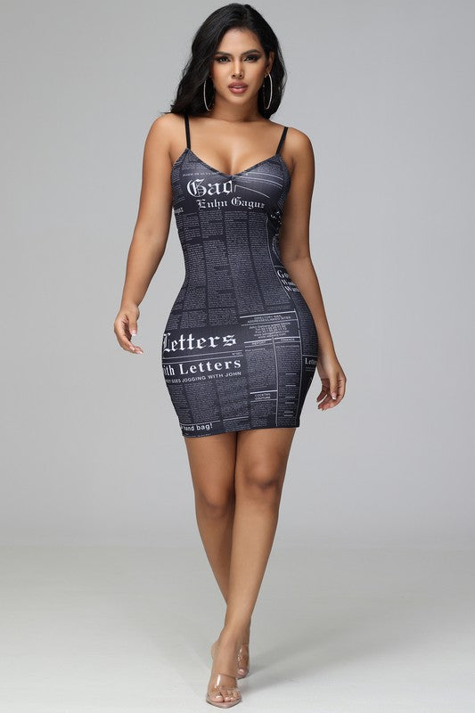 News Graphic Print Dress