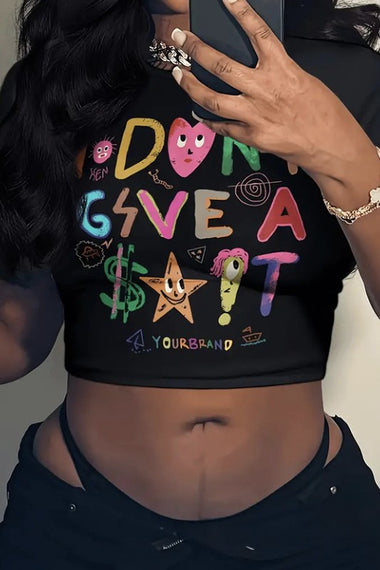 Letter Print Crop Tee