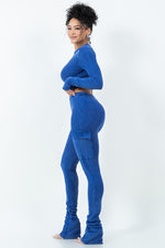 MINERAL WASH COTTON TOP AND PANTS SET