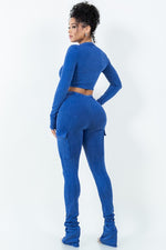 MINERAL WASH COTTON TOP AND PANTS SET