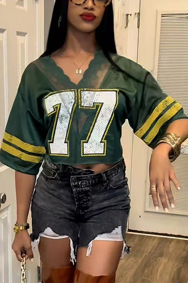 V Neck Crop T Shirts