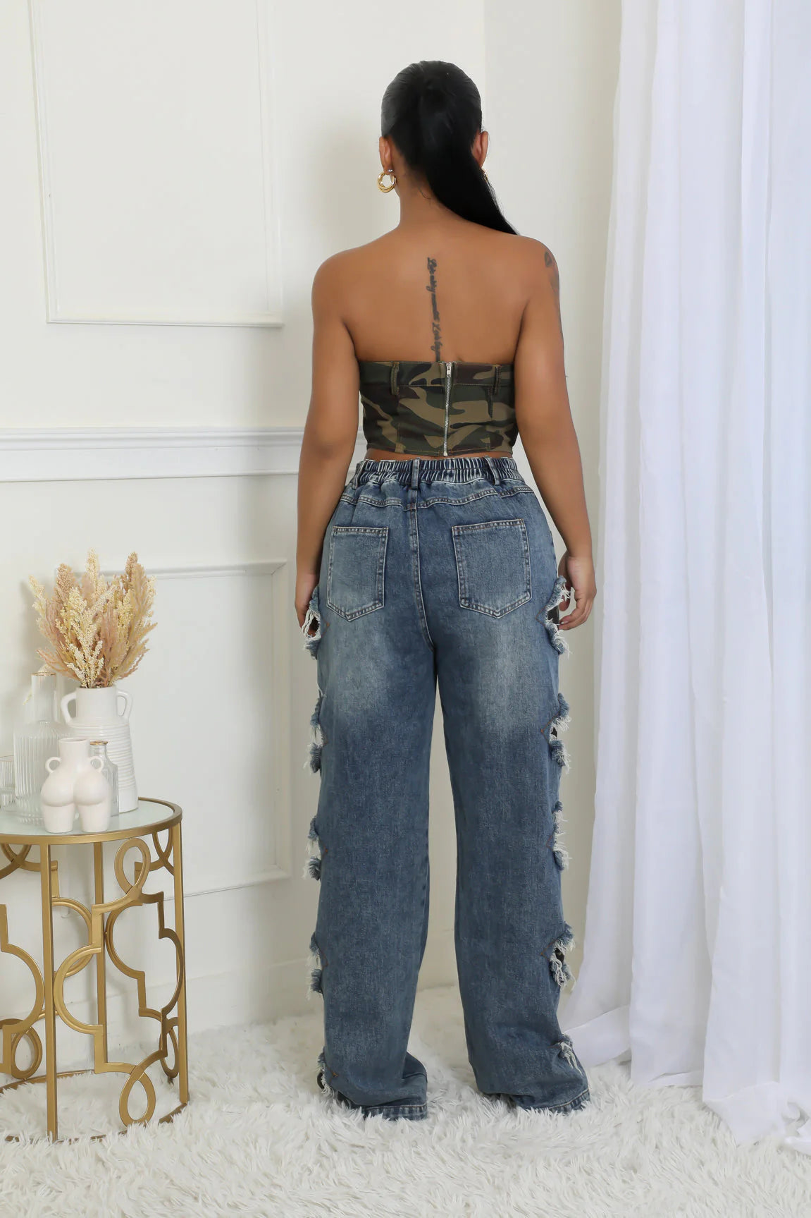 Denim Camo Patch Pants