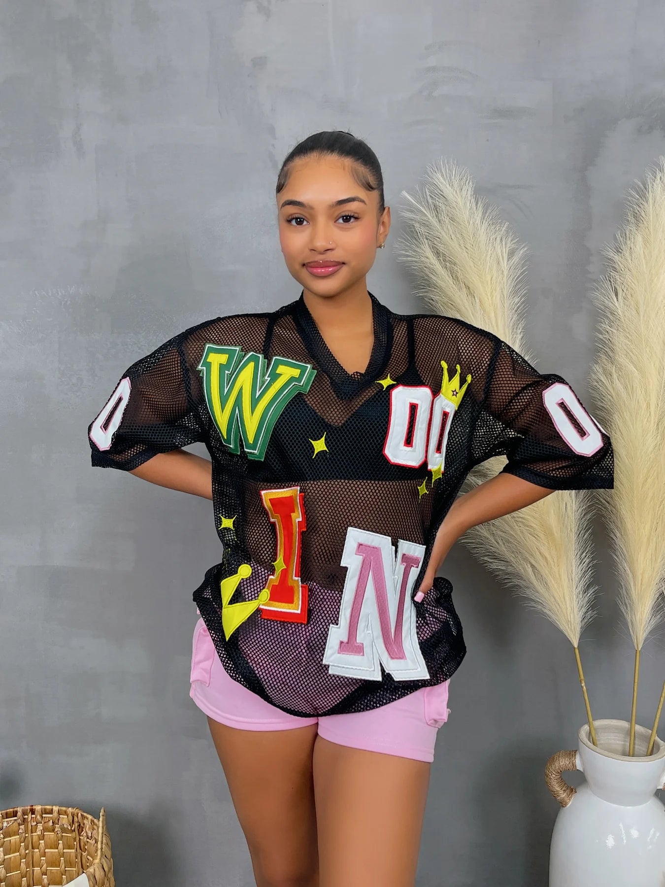 PATCH FISHNET JERSEY TOP