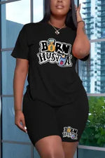 Fashion Letter Printed Casual T-Shirt And Shorts Plus Size Two-Piece Sets