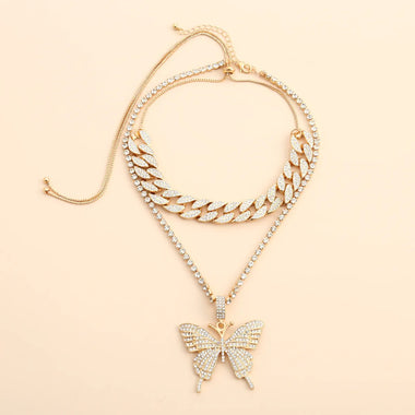 Delicate Fully-Jewelled Butterfly Necklace