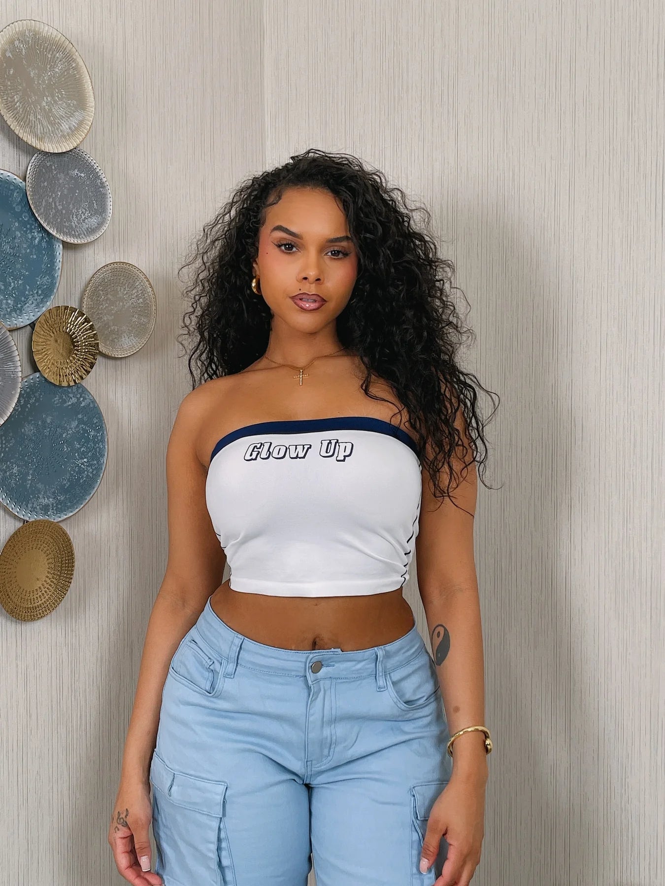 CONTRAST PRINT TUBE TOP