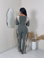 BLEACHED 2-TONE SIDE FRINGE JUMPSUIT