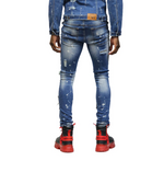 Men's premium unbalanced cut twill denim pants