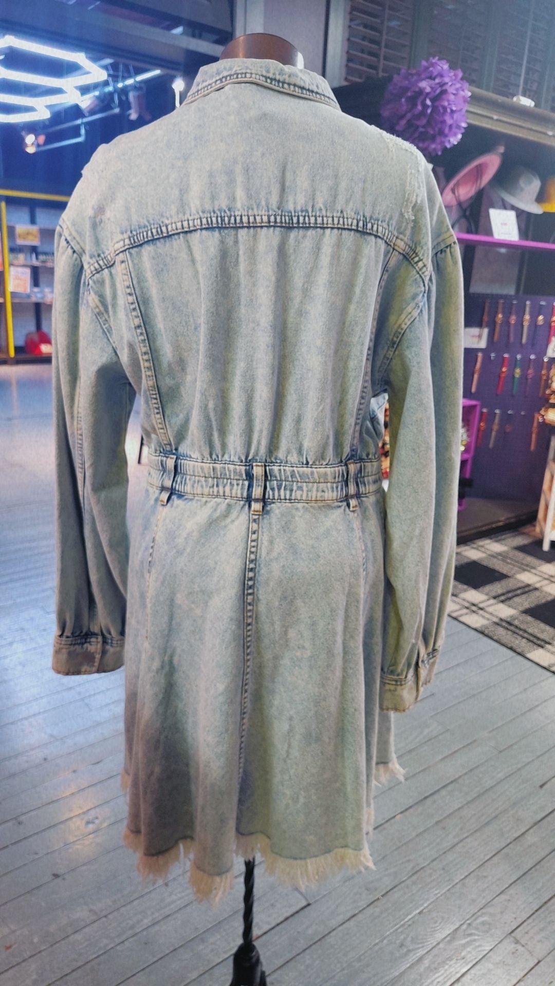 Denim Mini Dress with Diamond