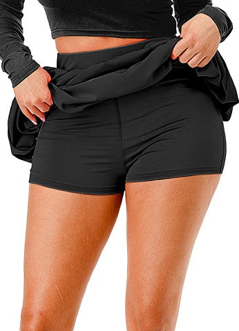 PLEATED BUBBLE MINI SKIRT WITH INNER