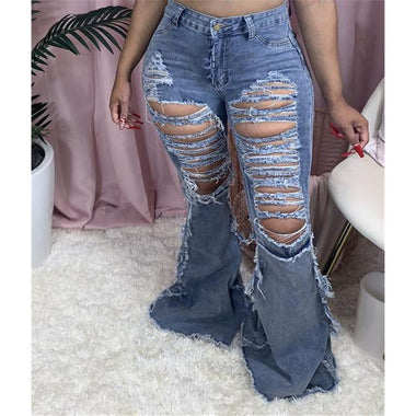 Ripped High Waist Mop Jeans