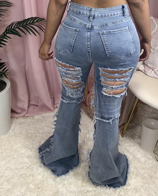 Ripped High Waist Mop Jeans