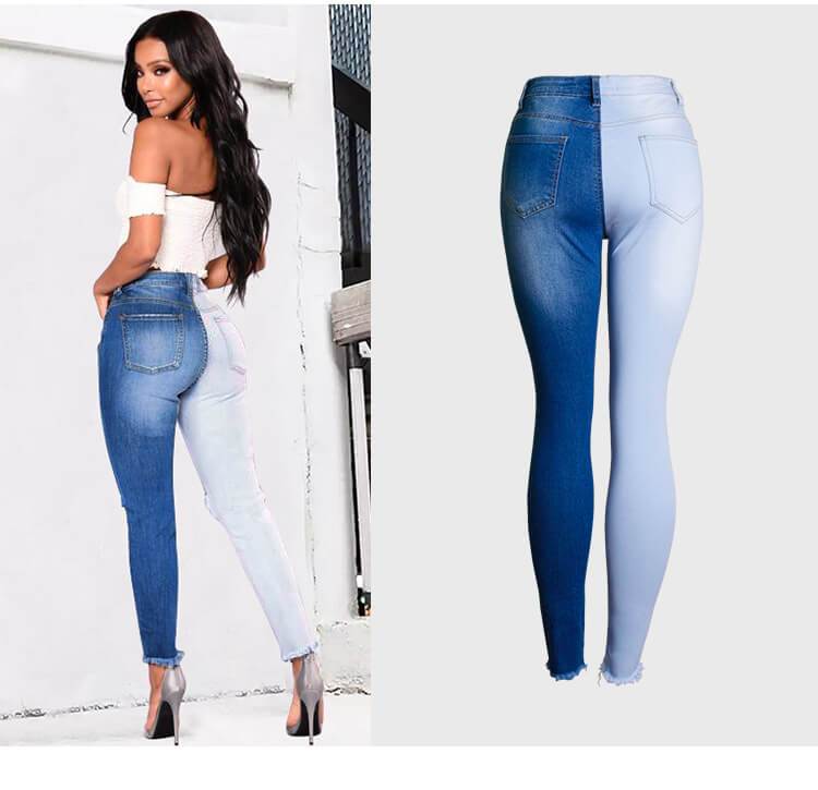 Patchwork Skinny Ripped Jeans