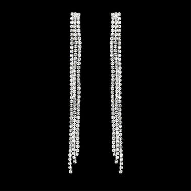 Threelayer Full Diamond Tassel Long Earrings