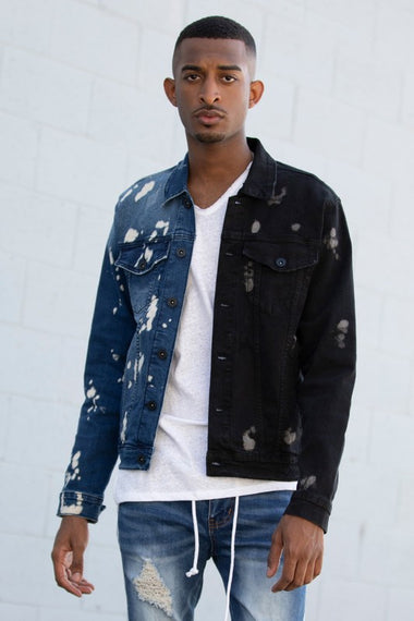 BLEACHED CONTRAST DENIM JACKET