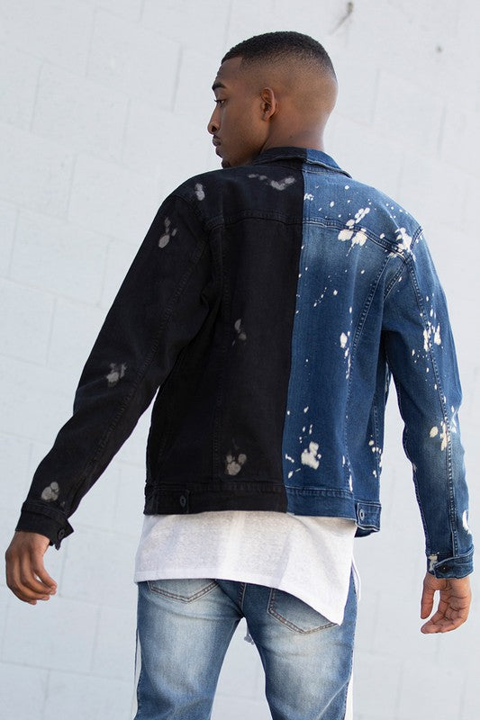 BLEACHED CONTRAST DENIM JACKET