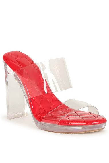 PEEP-TOE CLEAR BAND HEELS RED