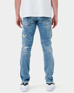 VARSITY PATCHED SLIM DENIM