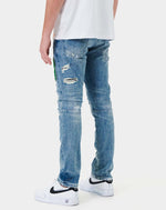 VARSITY PATCHED SLIM DENIM