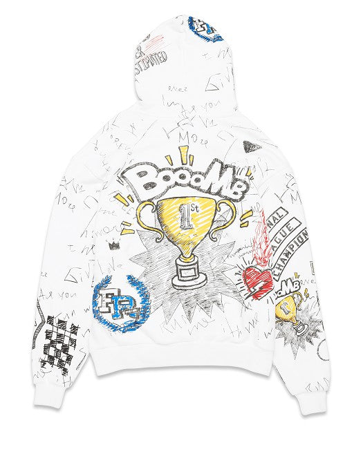 WHITE ALLOVER DOODLING HOODIE