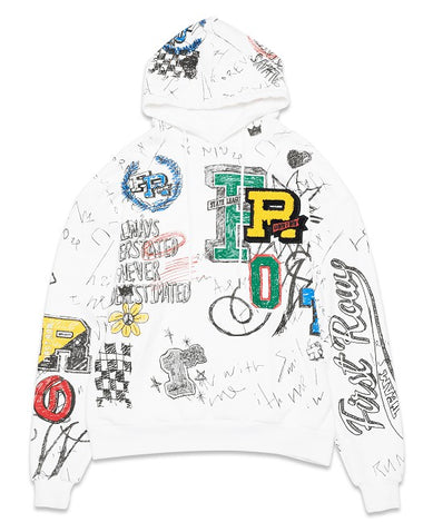 WHITE ALLOVER DOODLING HOODIE