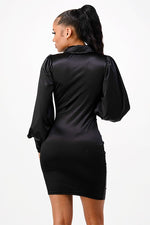 RUCHED LONG SLEEVE DRESS