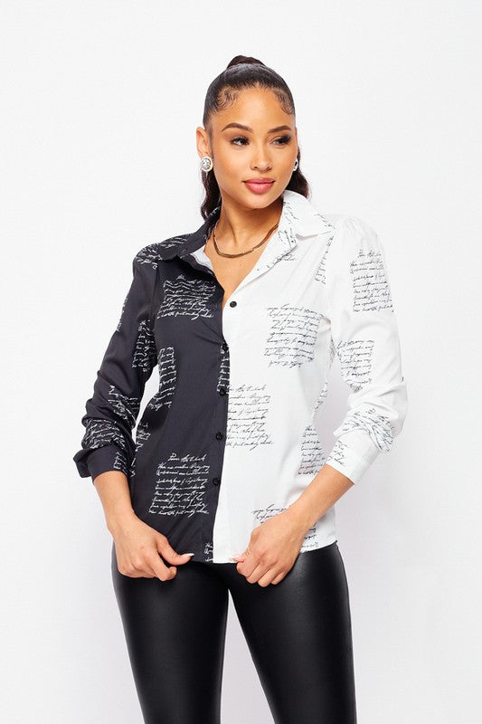 HALF & HALF COLLARED TOP