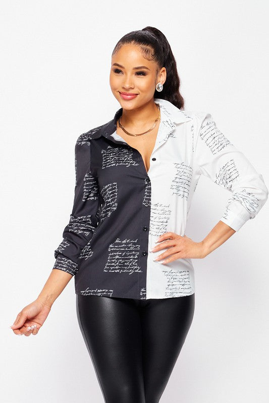 HALF & HALF COLLARED TOP