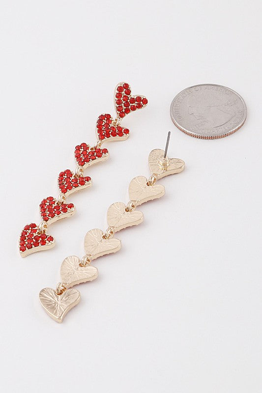 Heart Drop RED & GOLD Earrings