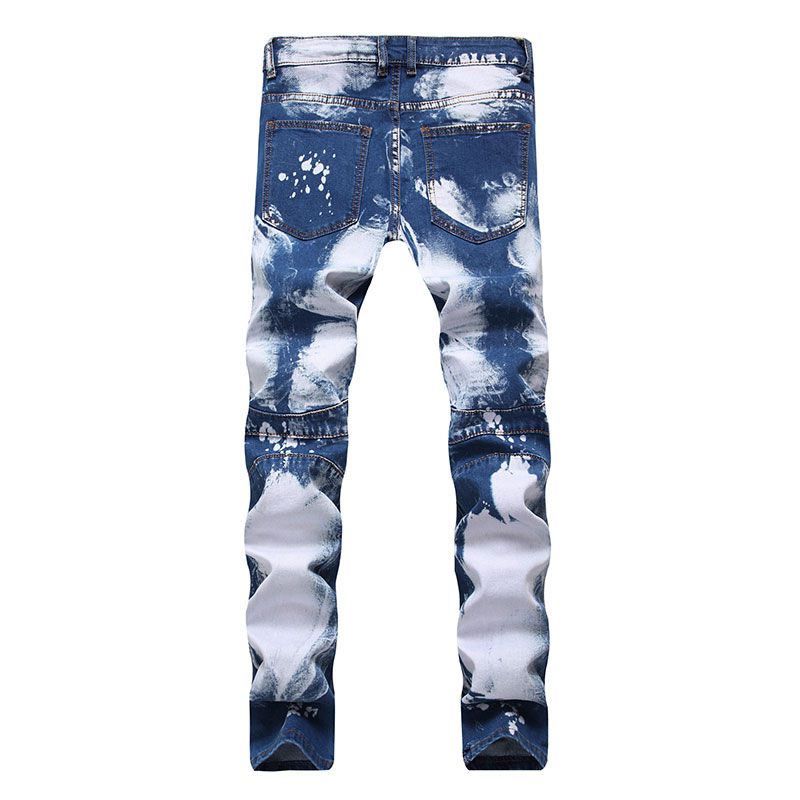 Men Cotton Slim Fit Zipper Design Denim Jeans