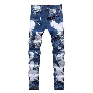 Men Cotton Slim Fit Zipper Design Denim Jeans