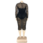 Bodysuit And Mesh See-through Dress Two Pieces Set