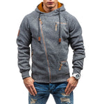 Men Fashion Zipper Color Blocking Loose Hoodie