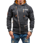 Men Fashion Zipper Color Blocking Loose Hoodie