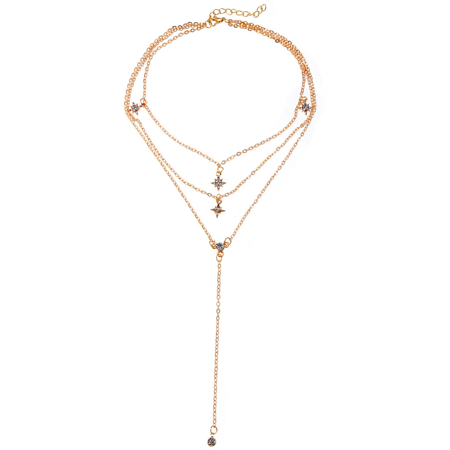 Gold Crystal Multilayer Pendant Necklace Set