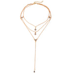 Gold Crystal Multilayer Pendant Necklace Set