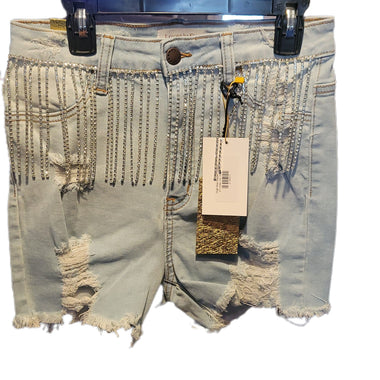 High Rise Ripped Shorts WITH LONG DIAMONDS
